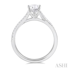 1/6 ctw Criss-Cross Round Cut Diamond Semi Mount Engagement Ring in 14K White Gold