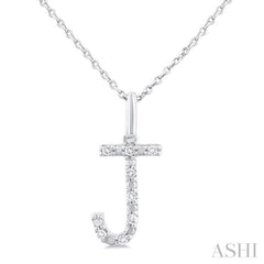 1/20 ctw Initial 'J' Round Cut Diamond Fashion Pendant With Chain in Sterling Silver