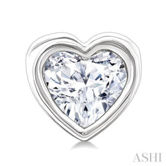 1/5 Ctw Petite Bezel Set Heart Shape Diamond Fashion Stud Earring in 10K White Gold