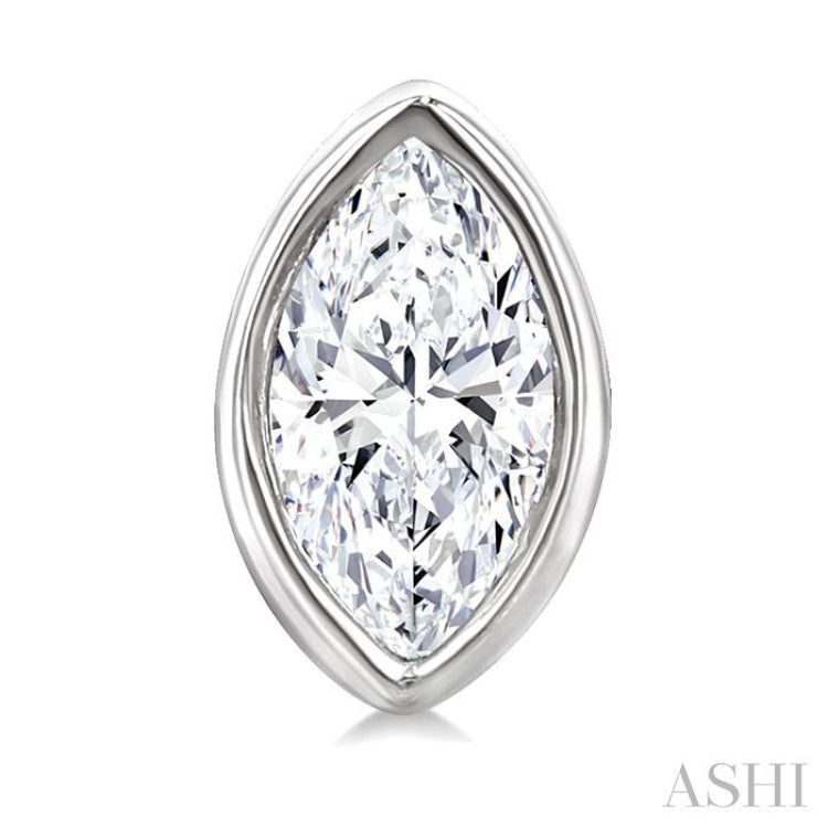 1/5 Ctw Petite Bezel Set Marquise Cut Diamond Fashion Stud Earring in 10K White Gold