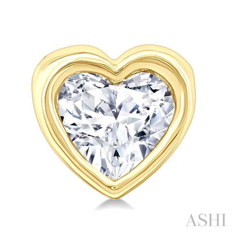 1/5 Ctw Petite Bezel Set Heart Shape Diamond Fashion Stud Earring in 10K Yellow Gold