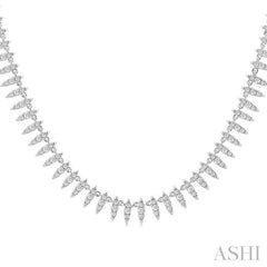 1 Ctw Spikes Motif Round Cut Diamond Fashion Necklace in 14K White Gold