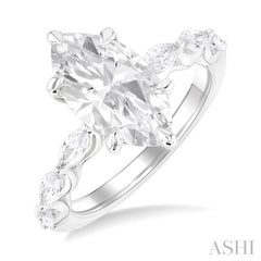 1 ctw Marquise Shape Marquise and Round Cut Diamond Semi Mount Engagement Ring in 14K White Gold