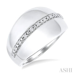 1/10 ctw Bold Wide Center Round Cut Diamond Fashion Ring in Sterling Silver