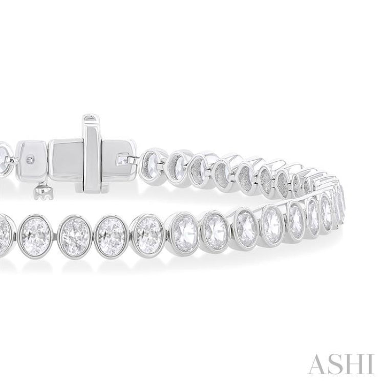4 1/2 ctw North-South Bezel Set Oval Cut Diamond Tennis Bracelet in 14K White Gold