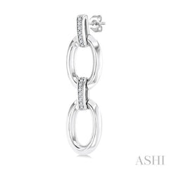 1/10 Ctw Oval Shape D-Link Round Cut Diamond Fashion Earrings in Sterling Silver