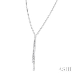 3 ctw Open End Y-Shape Round Cut Diamond Lariat Necklace in 14K White Gold