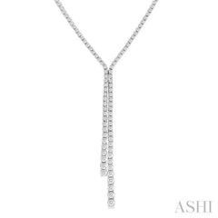 3 ctw Open End Y-Shape Round Cut Diamond Lariat Necklace in 14K White Gold