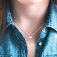 1/6 ctw Petite East-West Bezel Set Oval Cut Diamond Fashion Pendant With Chain in 10K White Gold