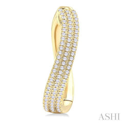 1/2 ctw Curvy Triple Row Round Cut Diamond Fashion Earring in 14K Yellow Gold