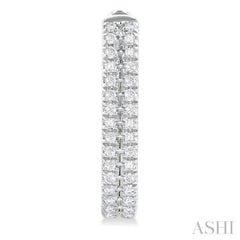 1/5 ctw Twin Row Round Cut Diamond Fashion Hoop Earring in 10K White Gold