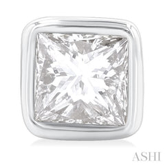 1/5 ctw Petite Bezel Set Princess Cut Diamond Fashion Stud Earring in 10K White Gold