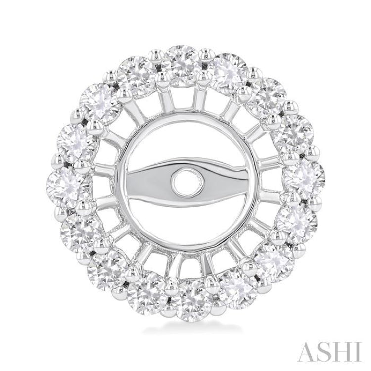 5/8 Ctw Round Cut Diamond 6MM Round Earrings Jacket in 14K White Gold