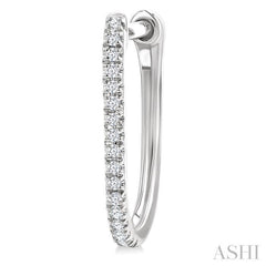 1/10 Ctw Round Cut Diamond Fashion Hoop Earrings in 10K White Gold