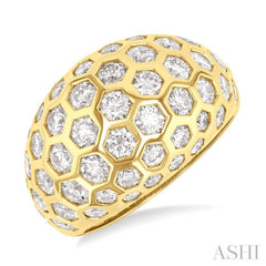 3 1/3 ctw Hexagon Round Cut Diamond Fashion Ring in 14K Yellow Gold