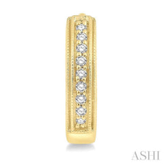 1/10 ctw Scooped Center Round Cut Diamond Huggie Petite Earrings in 10K Yellow Gold