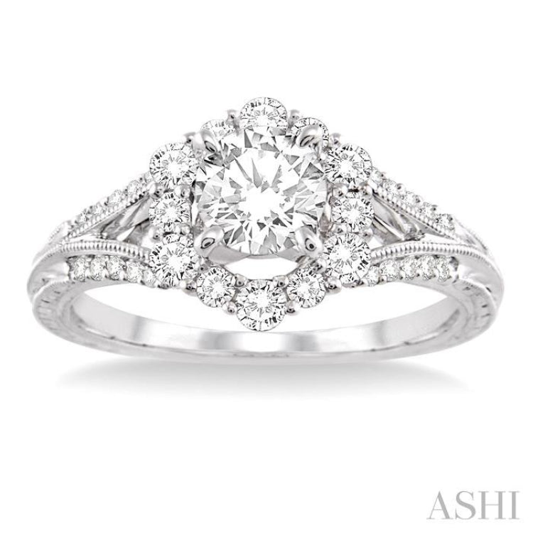 3/8 ctw Diamond Semi-Mount Engagement Ring in 14K White Gold