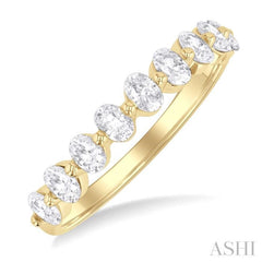3/4 ctw Half Eternity Oval Cut Diamond Fashion Band in 14K Yellow Gold