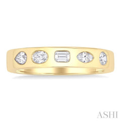 3/8 Ctw Spaced Mixed Shape Diamond Cut Fashion Band in 14K Yellow Gold