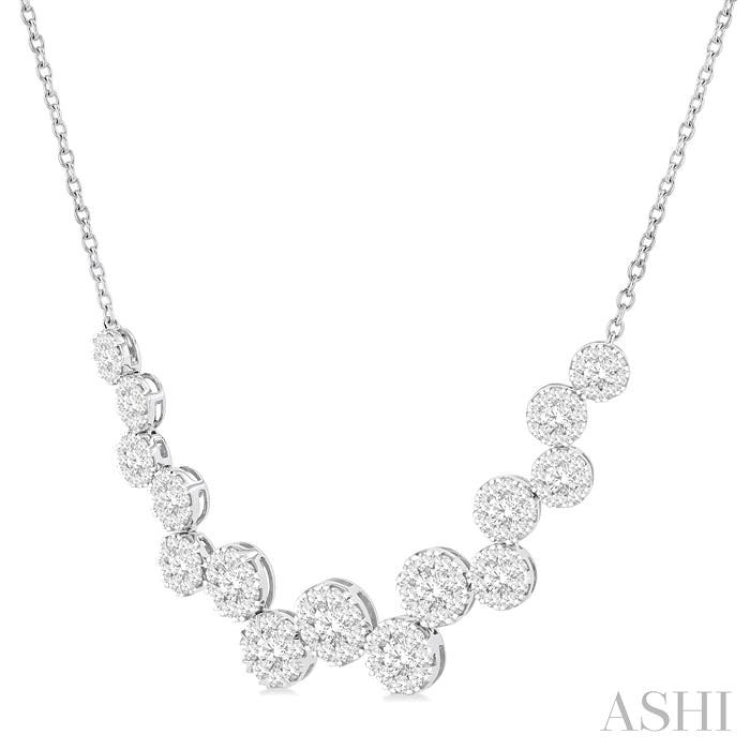 3 Ctw Lovebright Circular Zig-Zag Round Cut Diamond Fashion Necklace in 14K White Gold
