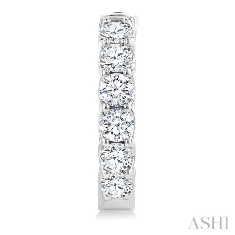 3 Ctw Inside-Out Embellished Round Cut Diamond Hoop Earrings in 14K White Gold