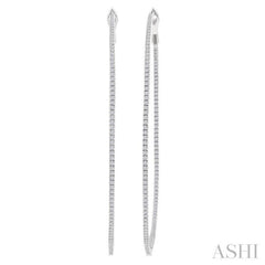 1 1/2 Ctw Inside & Outside Round Cut Diamond Hoop Earrings in 14K White Gold