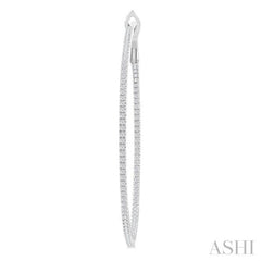 3/4 ctw Inside & Outside Round Cut Diamond Hoop Earring in 14K White Gold