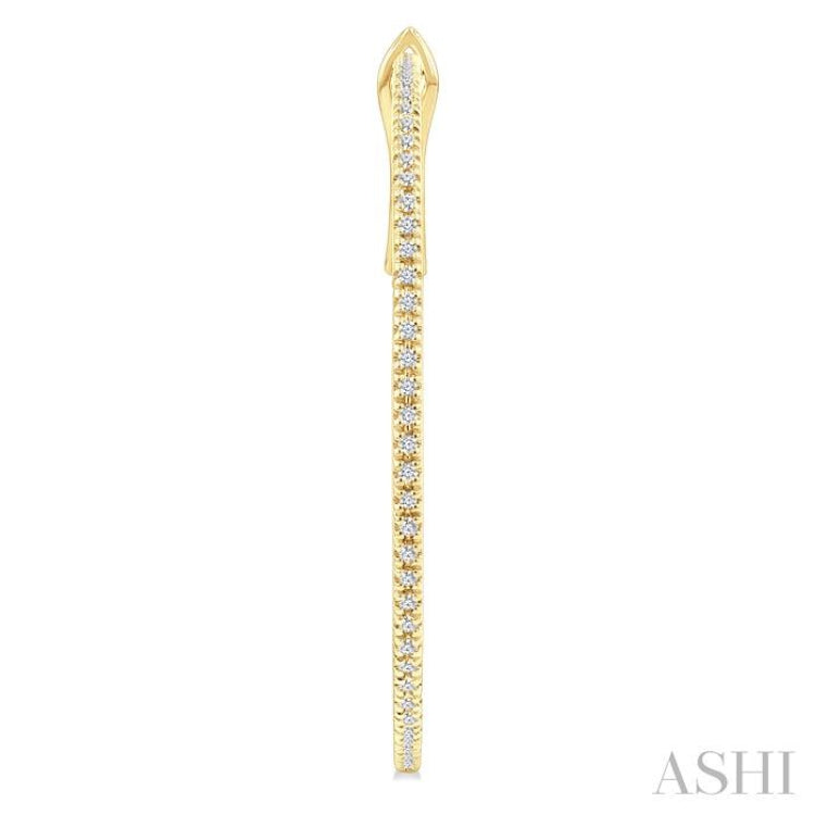 1/2 Ctw Inside & Outside Round Cut Diamond Hoop Earrings in 14K Yellow Gold