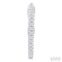 1/6 ctw Inside & Outside Round Cut Diamond Hoop Earring in 10K White Gold