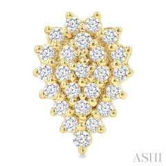 1/5 Ctw Petite Pear Shape Round Cut Diamond Cluster Fashion Stud Earrings in 10K Yellow Gold
