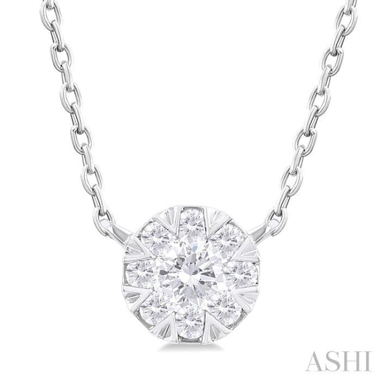 1/10 ctw Lovebright Petite Round Shape Round Cut Diamond Fashion Pendant With Chain in 10K White Gold