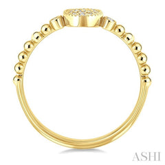 1/8 Ctw Petite Bead Shank Oval Center Round Cut Bead Bijoux Diamond Fashion Ring in 10K Yellow Gold