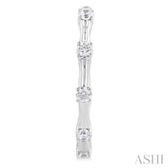 1/3 Ctw Bamboo Shoot Inspired Round Cut Diamond Fashion Half Hoop Earrings in 14K White Gold