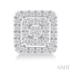 1/5 Ctw Double Halo Square Shape Petite Round Cut Diamond Fashion Stud Earrings in 10K White Gold