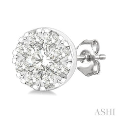 1/6 Ctw Lovebright Petite Round Shape Round Cut Diamond Fashion Stud Earrings in 10K Yellow and White Gold