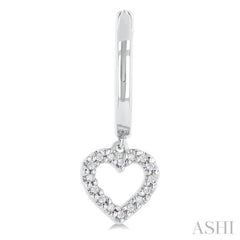 1/10 ctw Petite Heart Shape Round Cut Diamond Fashion Huggies in 10K White Gold