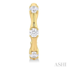 1/8 Ctw Petite Bamboo Shoot Inspired Round Cut Diamond Fashion Half Hoop Earrings in 10K Yellow Gold