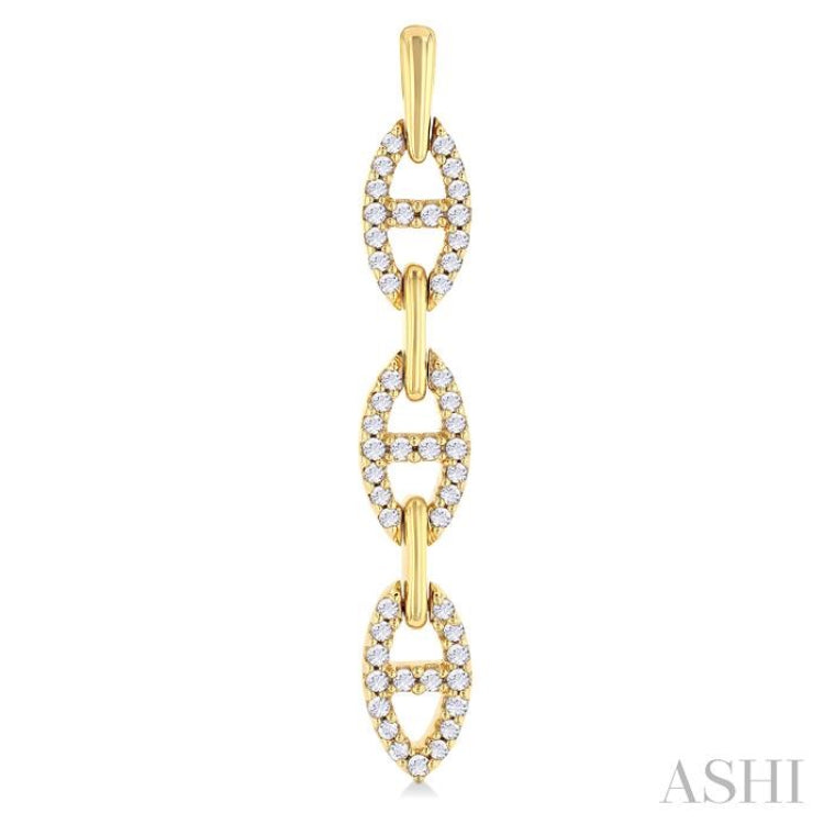 1/3 ctw Open Window D-Link Round Cut Diamond Fashion Long Earring in 14K Yellow Gold