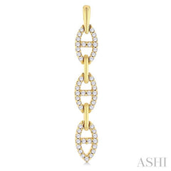 1/3 ctw Open Window D-Link Round Cut Diamond Fashion Long Earring in 14K Yellow Gold