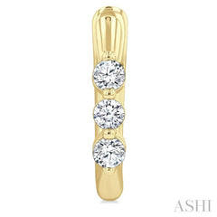 1/3 Ctw 3-Stone Round Cut Diamond Fashion Hoop Earrings in 14K Yellow Gold
