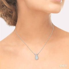 1/6 Ctw Round Cut Diamond Solitaire Pendant in 14K White Gold with Chain