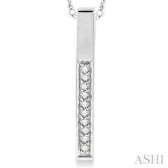 1/10 ctw Round Cut Diamond Stick Pendant in 10K White Gold with Chain