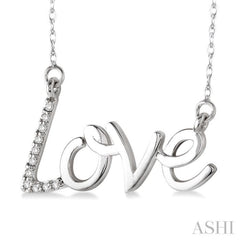 1/20 ctw Single Cut Diamond Love Pendant in 14K White Gold with Chain
