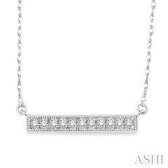 1/5 ctw Round Cut Diamond Stick Pendant in 10K White Gold with Chain