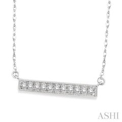 1/5 ctw Round Cut Diamond Stick Pendant in 10K White Gold with Chain
