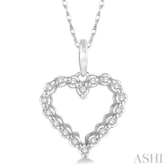 1/10 ctw Round Cut Diamond Heart Pendant in 10K White Gold with Chain