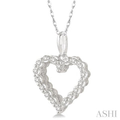 1/10 ctw Round Cut Diamond Heart Pendant in 10K White Gold with Chain