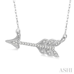1/10 ctw Round Cut Diamond Arrow Pendant in 10K White Gold with Chain