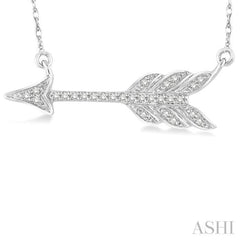 1/10 ctw Round Cut Diamond Arrow Pendant in 10K White Gold with Chain