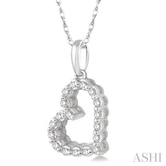 1/10 ctw Round Cut Diamond Heart Pendant in 14K White Gold with Chain